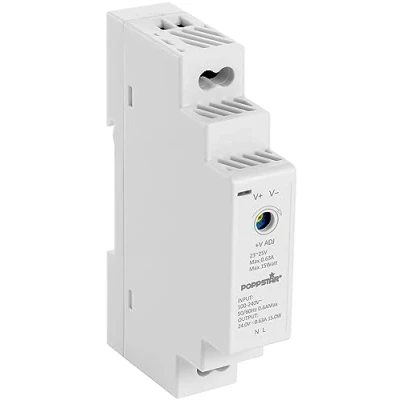 Afbeelding van Poppstar 24 V transformator DIN rail output DC 0,63 A max. 15 W (ingang 100 240 AC 50/60 Hz) adapter