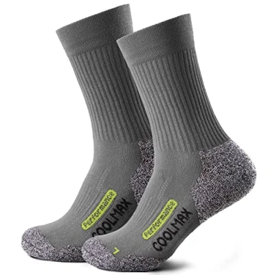 Afbeelding van Piarini 2 paar Coolmax wandelsokken, outdoorsokken, lang, gevoerde functionele sokken, Grijs, 39 42 EU