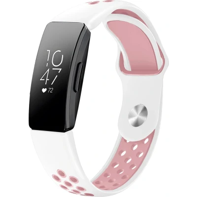 Afbeelding van iMoshion Bandje Geschikt voor Fitbit Inspire / Roze Siliconen sport band ronde drukknoop zonder pinnetje Wit