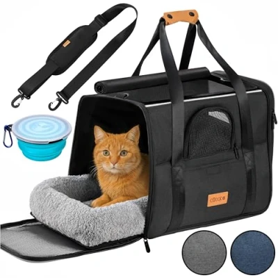 Afbeelding van Cadoca Reismand Kat Drinkbak Wasbaar 44x34x31cm tot 20kg Antraciet