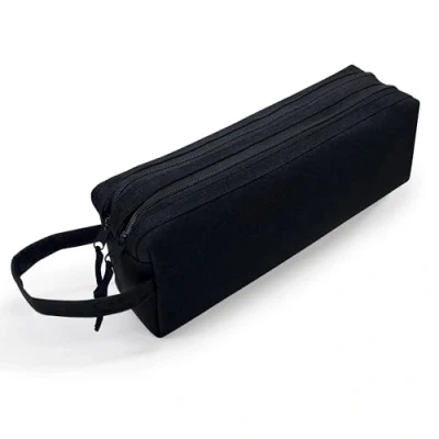 Afbeelding van Waytex 931170 Pennenetui, grote capaciteit, 2 vakken, voor school, kantoor, opslag, cosmetica, 27 x 7 10 cm, zwart