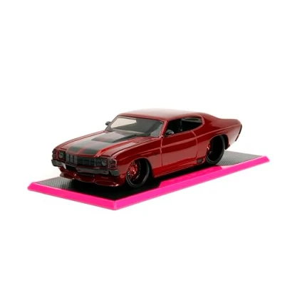 Afbeelding van Pink Slips 1:24 W7 1971 Chevy SS gegoten auto met basis, speelgoed voor kinderen en volwassenen (snoeprood)