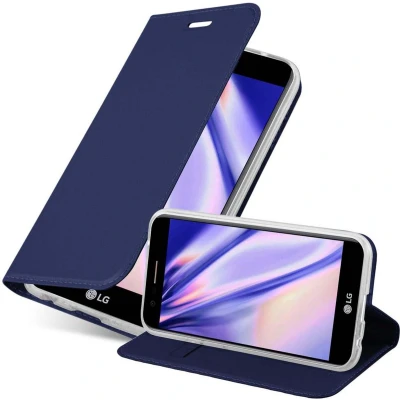 Afbeelding van Cadorabo Hoesje geschikt voor LG K10 2017 in CLASSY DONKER BLAUW Beschermhoes met magnetische sluiting, standfunctie en kaartvakje Book Case Cover Etui