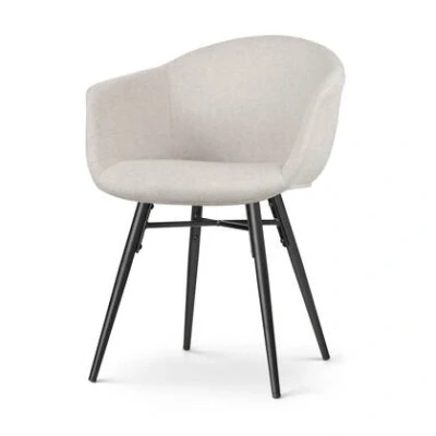 Afbeelding van Nolon Nena Otis Eetkamerstoel Beige met Armleuning Stof Zwarte Houten Poten