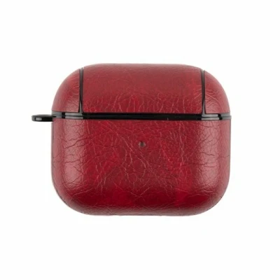 Afbeelding van AirPods 3 hoesje Leder Leather series Rood Bescherming voor uw