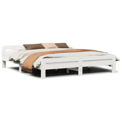 Afbeelding van vidaXL Bedframe zonder matras massief grenenhout wit 180x200 cm