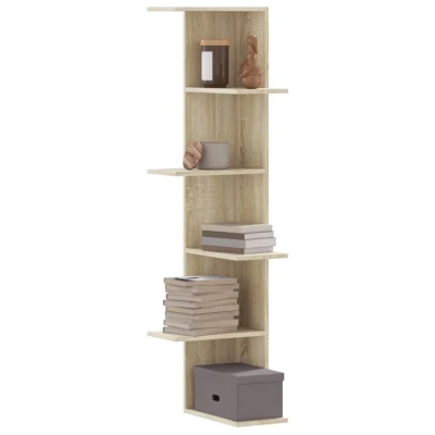 Afbeelding van Hoekwandschap 36,5x36,5x140 cm bewerkt hout sonoma eikenkleurig