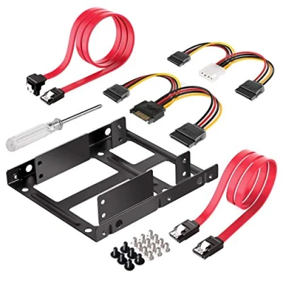 Afbeelding van Inateck Intern montageframe voor 2,5 inch HDD/SSD harde schijf van tot 3,5 inch, ondersteunt 1 of 2 SSD/s, montageaccessoires en meegeleverde SATA 3 kabel