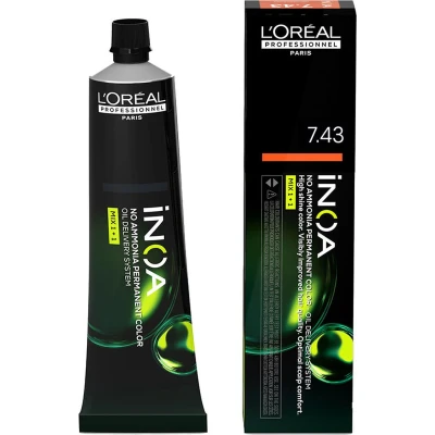 Afbeelding van Permanente Kleur L&#039;Oreal Professionnel Paris Inoa Color Nº 7.43 Goud koperrood (60 g)