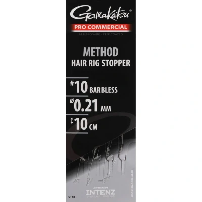 Afbeelding van Gamakatsu Pro Commercial Coars Method Hair Rig Stopper 10cm Barbless (8 pcs) haak 10 0.21mm
