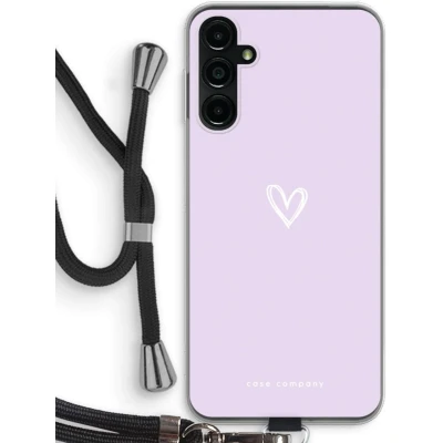 Afbeelding van Case Company® hoesje met Koord geschikt voor Samsung Galaxy A14 Klein hartje paars Telefoonhoesje Zwart Bescherming aan alle Kanten en Over de Schermrand