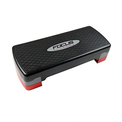 Afbeelding van Focus Fitness Stepper Aerobic Step Verstelbaar Zwart Grijs Rood