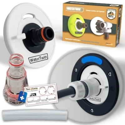 Afbeelding van MaJoCompTec® Waterwin Tankdop met wateraansluiting vuladapter voor watertankdeksel caravan en camperaccessoires (Eco versie + compact filter,