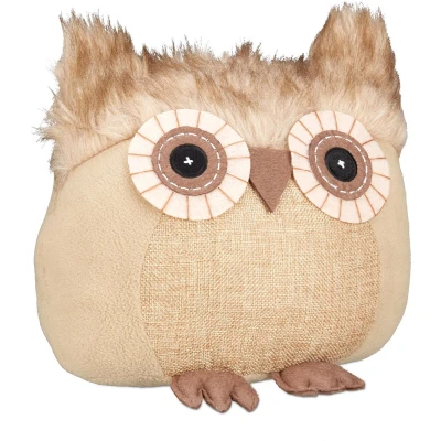 Afbeelding van Relaxdays Uil deurstopper, decoratieve deurbuffer, rechtopstaand, gevuld, binnen, decoratie, bruin, polyester, zand, 21 x 22 19 cm