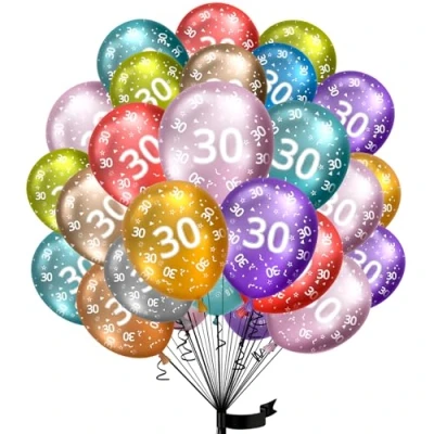 Afbeelding van Verjaardagsdecoratie 30 jaar 15 stuks cm metalen ballon cijfer decoratie verjaardag jongens meisjes dames heren ballonnen verjaardagsfeest helium