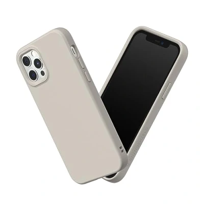 Afbeelding van RHINOSHIELD Hoesje compatibel met [iPhone 12/12 Pro] SolidSuit dunne hoes schokabsorberende technologie en premium matte afwerking schelpbeige