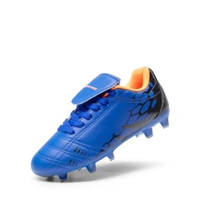 Afbeelding van DREAM PAIRS Voetbalschoenen voor kinderen, jongens, outdoor, sport, jongeren, voetbalschoenen, trainingsschoenen, blauw koninklijk oranje