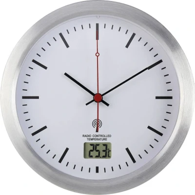 Afbeelding van Renkforce E1003R Wandklok Zendergestuurd 17 cm x 6 Zilver Geschikt voor vochtige ruimtes