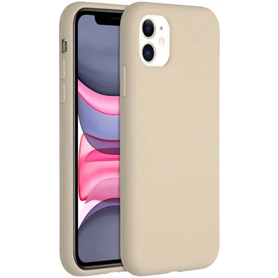Afbeelding van Accezz Hoesje Geschikt voor iPhone 11 Siliconen Liquid Silicone Backcover beige