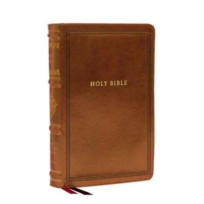 Afbeelding van NKJV Large Print Reference Bible, Brown Leathersoft, Red Letter, Comfort (Sovereign Collection)