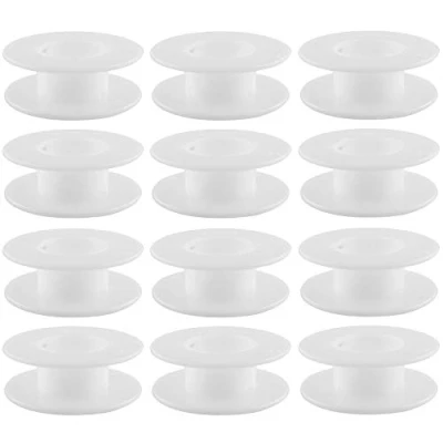 Afbeelding van JCBIZ 12 stuks witte plastic spoelen van 55 mm voor linten, kralentouw, wit