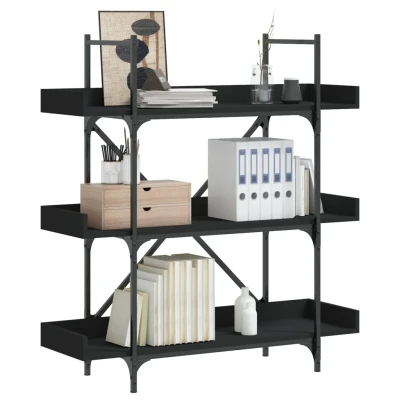 Afbeelding van Boekenkast 3 laags 100x33x108,5 cm bewerkt hout zwart