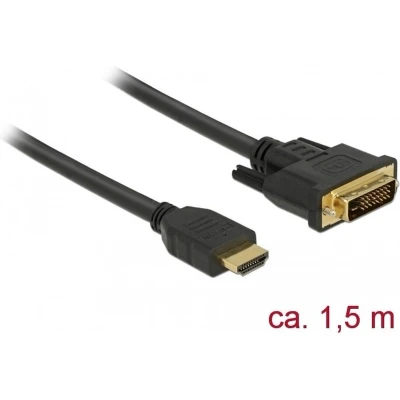 Afbeelding van Delock Adapterkabel HDMI male naar DVI D 1.5 m drievoudig afgeschermd zwart duimschroeven