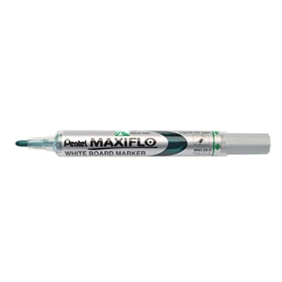 Afbeelding van Pentel Maxiflo Whiteboard marker, medium conische punt, vloeibare inkt, groen, 12 stuks