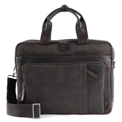 Afbeelding van strellson Handtas Schoudertas met laptopvak Brick Lane Charles Briefbag Dark Brown Bruine