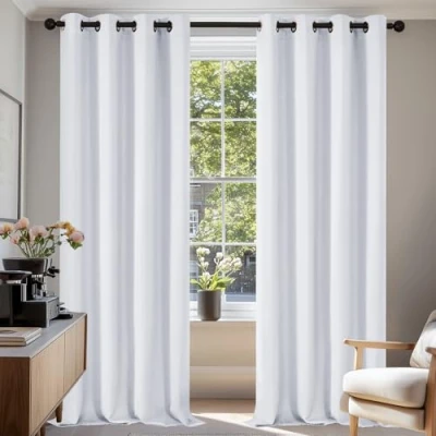 Afbeelding van Deconovo Warmte isolerende verduisteringsgordijnen, voor meisjesslaapkamer, modern design met oogjes, 200 x 290 cm (breedte hoogte), parelgrijs, 1 stuk
