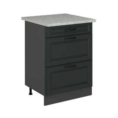 Afbeelding van Vicco Keukenonderkast R Line, Antraciet landhuis/Antraciet, 60 cm WB Marmer