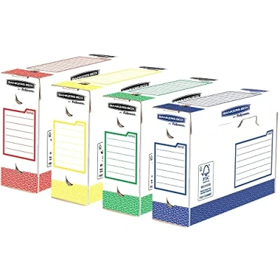 Afbeelding van Bankers Box Basic Archiefdoos Heavy Duty, Ft 9,5 X 24,5 33 Cm, Geassorteerde Kleuren, Pak Van 8 Stuks
