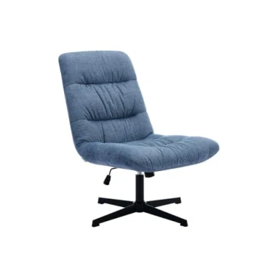 Afbeelding van Vente unique Draaifauteuil van blauwe gechineerde stof SELENDO L 68 cm x H 104 D 77