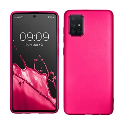 Afbeelding van kwmobile telefoonhoesje geschikt voor Samsung Galaxy A71 Hoesje smartphone Back cover in metallic roze