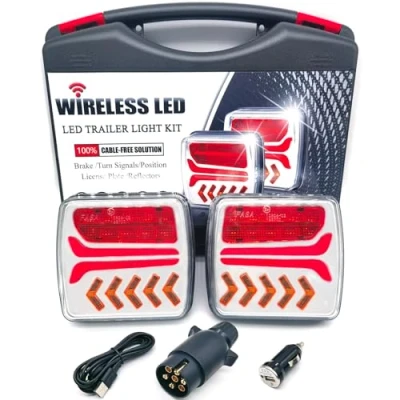 Afbeelding van AOJO Draadloze led achterlichten magnetische aanhanger 12 V draadloos achterlicht magnetisch waterdicht, oplaadbaar, E keurmerk