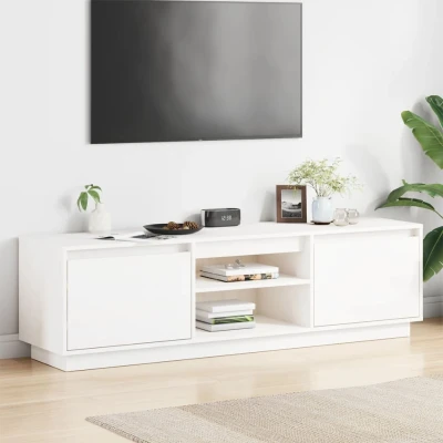 Afbeelding van Tv meubel 140x35x40 cm massief grenenhout wit
