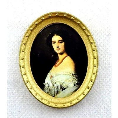 Afbeelding van Melody Jane Miniatuurpoppen, accessoires, Georgië, Lady, foto, portret, ovaal, frame goudkleurig