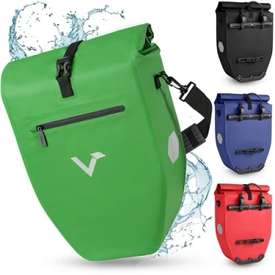 Afbeelding van Valkental ValkBasic 28L Groen Grote en waterdichte bagagedragertas fietstas voor bagagedrager met reflectoren