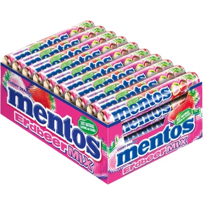 Afbeelding van Mentos Strawberry Mix 40 Rollen