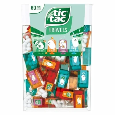 Image de Tic Tac boîte de 60 mini boîtes (menthe, orange, menthe verte, pêche et fruit la passion) 234 g