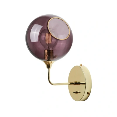 Afbeelding van Ballroom Short wandlamp, paars, glas, handgeblazen
