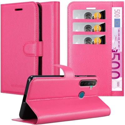 Afbeelding van Cadorabo Hoesje geschikt voor Realme 5 PRO / Q in KERSEN ROZE Beschermhoes met magnetische sluiting, standfunctie en kaartvakje Book Case Cover Etui