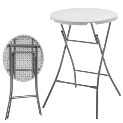 Afbeelding van Floordirekt Tuintafel, inklapbaar, rond, kunststof, 110 x 80 cm, buffettafel met draaggreep, klaptafel voor tuin, terras en balkon, campingtafel 6 personen