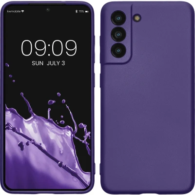Afbeelding van kwmobile telefoonhoesje geschikt voor Samsung Galaxy S21 FE Hoesje smartphone Back cover in metallic blauwpaars