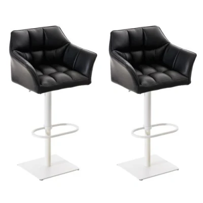 Image de CLP Lot de 2 tabourets bar Damaso similicuir , Noir /Blanc