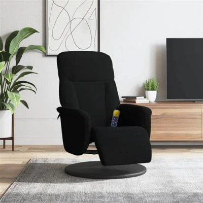 Afbeelding van VidaXL, Massagestoelen, Massagestoel met voetenbankje zwart fluweel,kleur