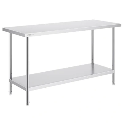 Image de VEVOR Table de Travail Inox Préparation 61x152,4x86,4 cm pour Cuisine