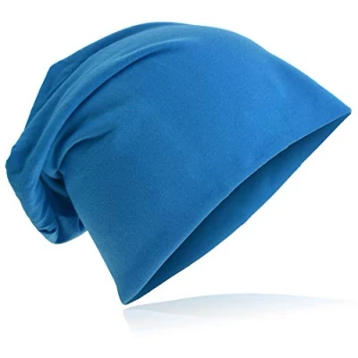 Afbeelding van Miobo Jersey Slouch Beanie Long Unisex effen heren dames maat standaard en XXL, Lichtblauw