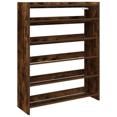 Afbeelding van Schoenenrek 80x25x100 cm bewerkt hout gerookt eikenkleurig