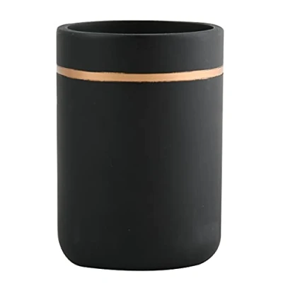 Afbeelding van Spirella Tandenborstelhouder van keramiek, zwart en goud, mat, 7 x 11,5 cm